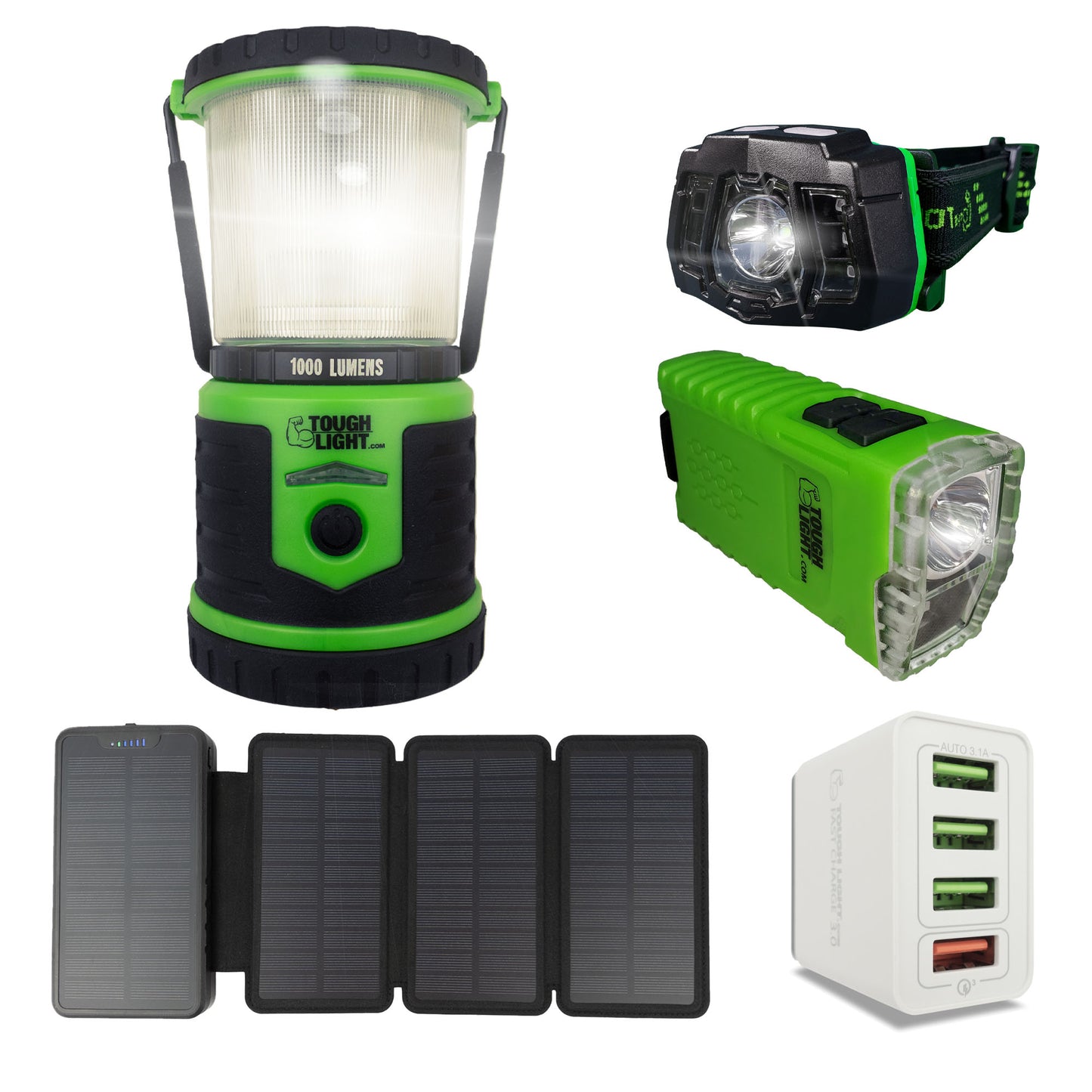 StormPAL Bundle - 820s Solar Power Bank with Headlamp, Flashlight, and USB Space Saver 4-Port Charger