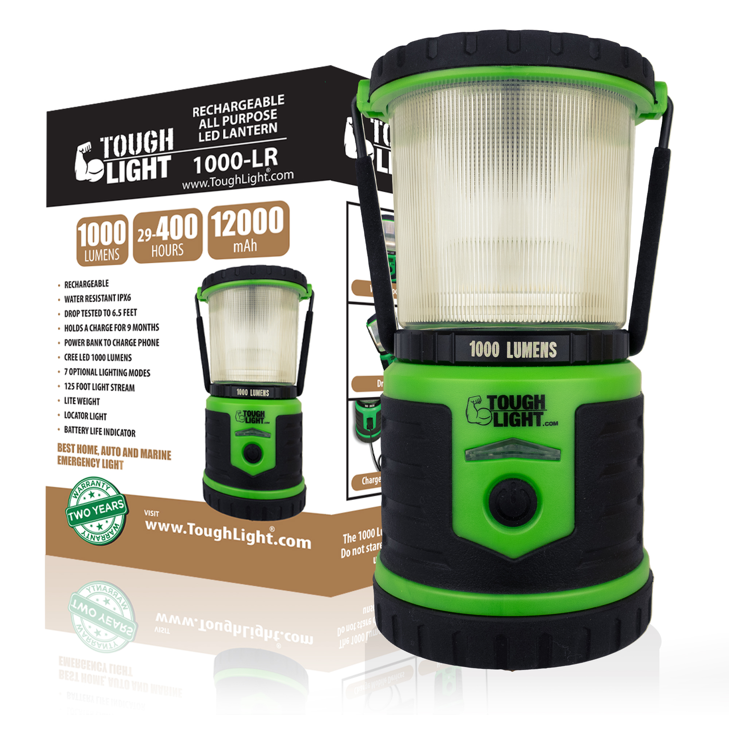 Tough Light 1000-LR Rechargeable LED Lantern (Green)