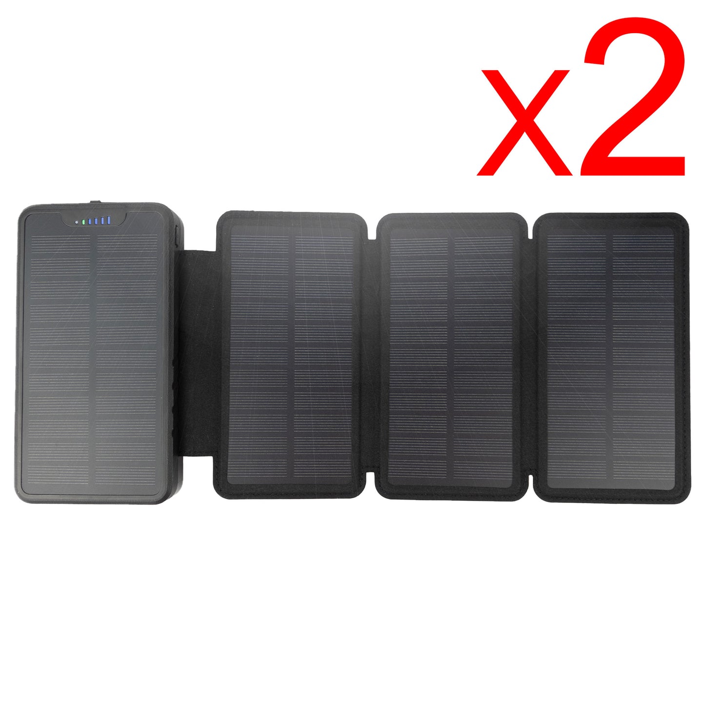 [ Pack of 2 ] Tough Light 820S 4 Panel USB Solar Power Bank Charger - 20,000mAh Li Polymer with USB Phone Charging - 2AMP High Speed Cable Included