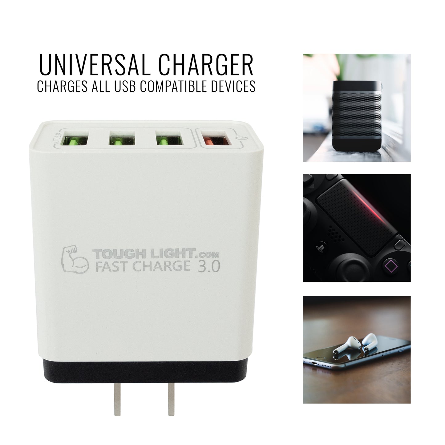 Tough Light USB Quick Wall Charger Fast Charge 3.0 Adaptive 18W