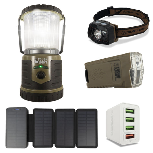StormPAL Bundle - 820s Solar Power Bank with Headlamp, Flashlight, and USB Space Saver 4-Port Charger