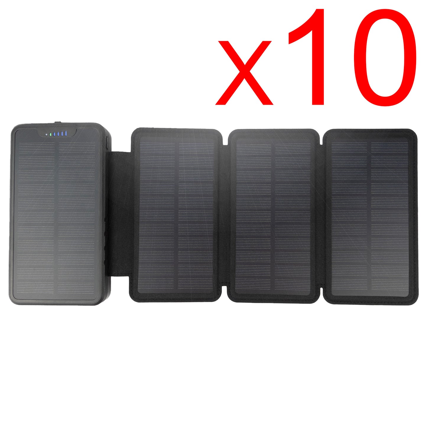 [ Bulk Pack of 10 ] Tough Light 820S 4 Panel USB Solar Power Bank Charger - 20,000mAh Li Polymer with USB Phone Charging - 2AMP High Speed Cable Included